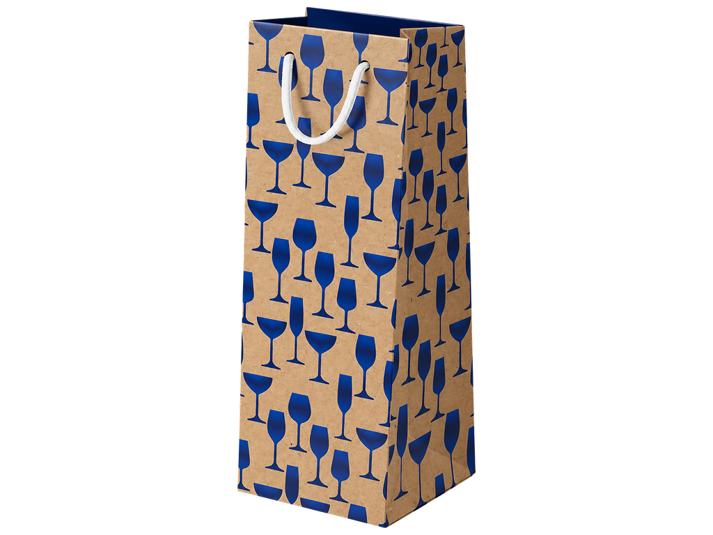 Пакет подарунковий крафтовий Stemware для пляшки, папір, з ручками, 12×36×9 см