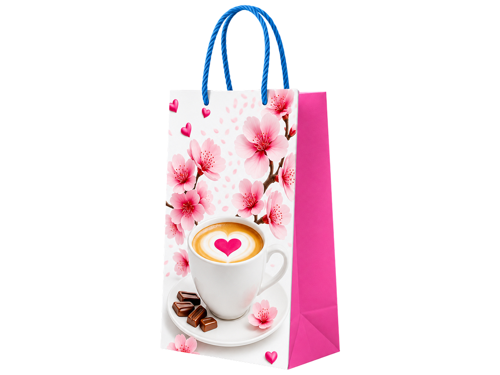 Пакет подарочный бумажный S Coffee, цветочный принт, с ручками, 12×22×6,5 см Пакет подарочный бумажный S Coffee, цветочный принт, с ручками, 12×22×6,5 см