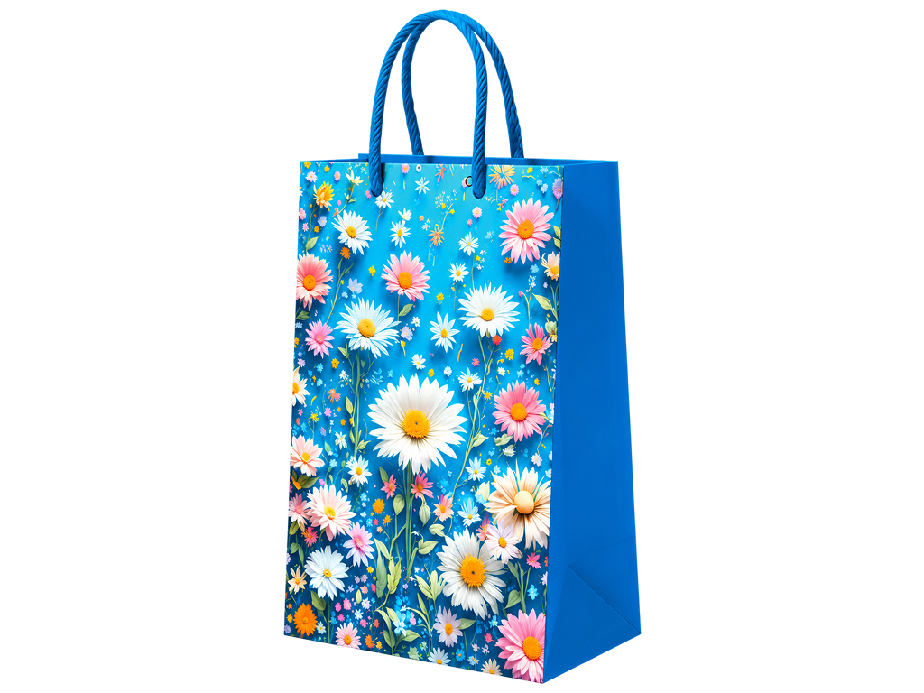 Пакет подарочный бумажный M Flower Field, цветочный принт, с ручками, 18×23×10 см Пакет подарочный бумажный M Flower Field, цветочный принт, с ручками, 18×23×10 см