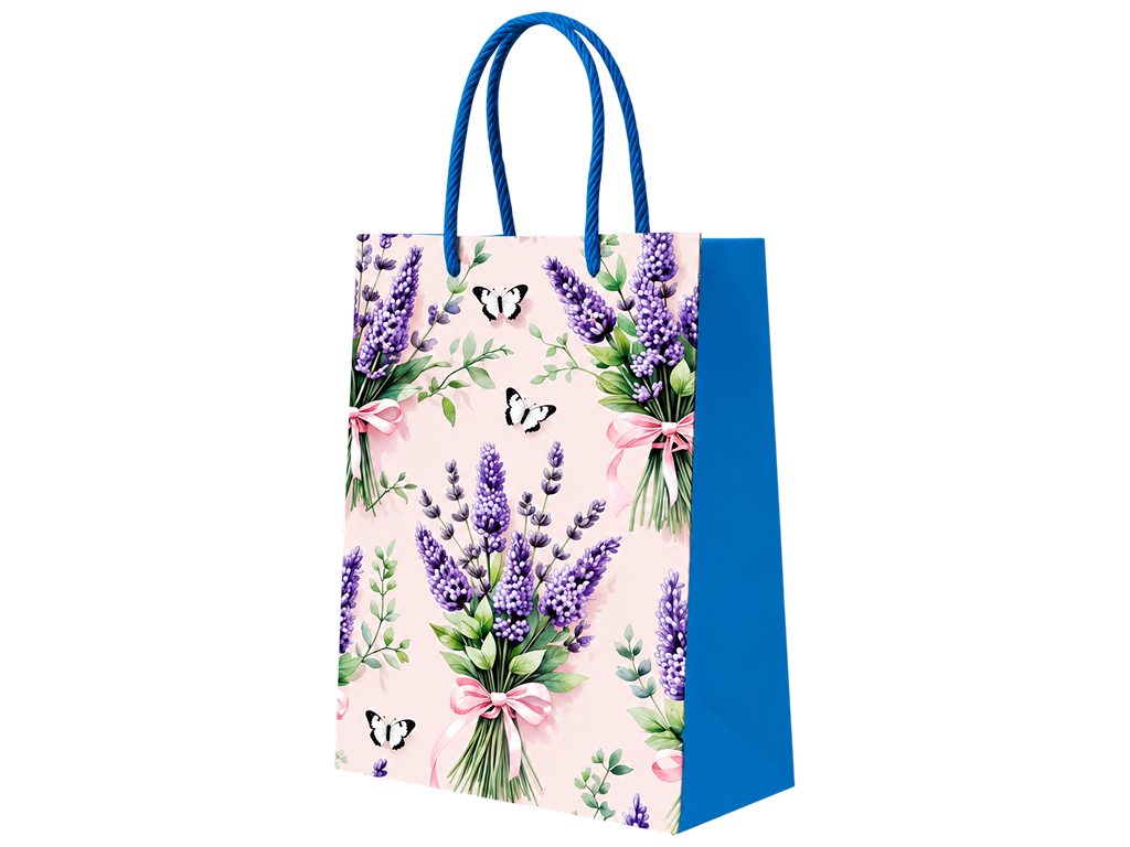 Пакет подарочный бумажный M Lavender, цветочный принт, с ручками, 18×23×10 см Пакет подарочный бумажный M Lavender, цветочный принт, с ручками, 18×23×10 см