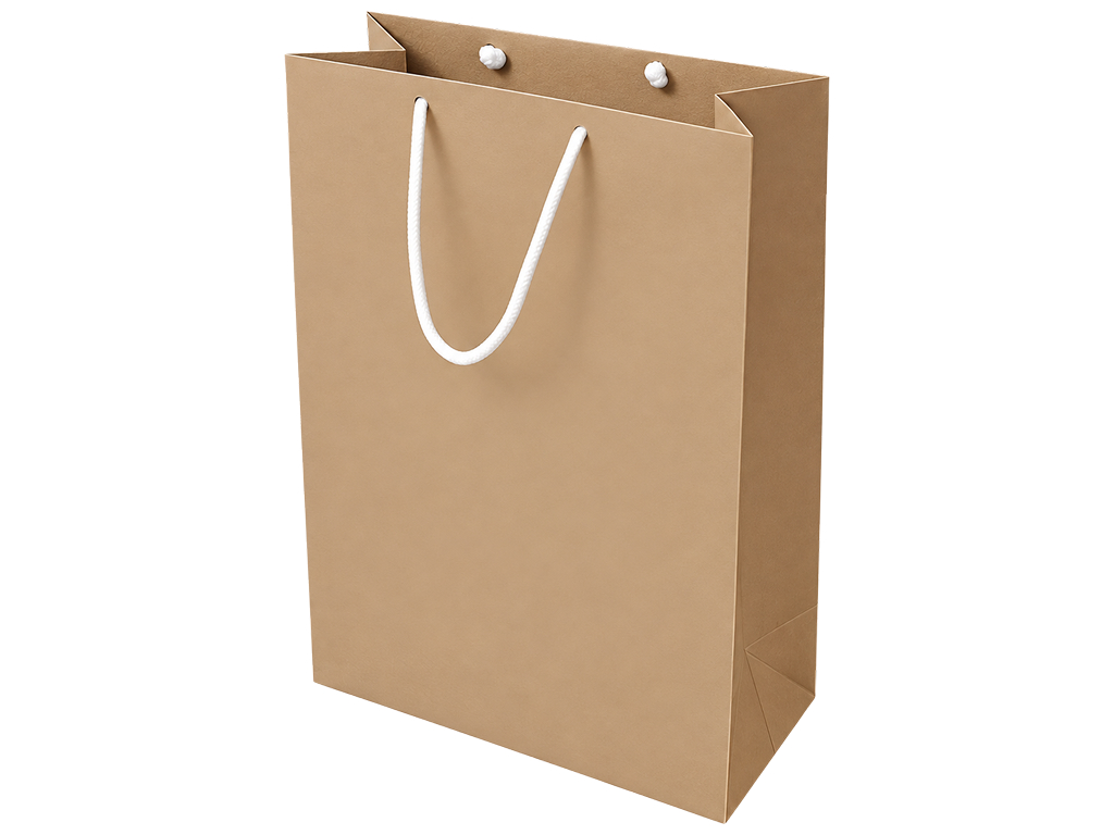 Пакет подарочный крафтовый L Brown, однотонный, с ручками, 24×32×10 см