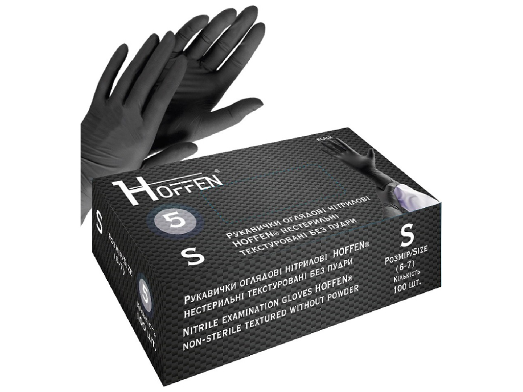 Перчатки нитриловые S Hoffen 5.0г нестерильные текстурированные без пудры, 100шт