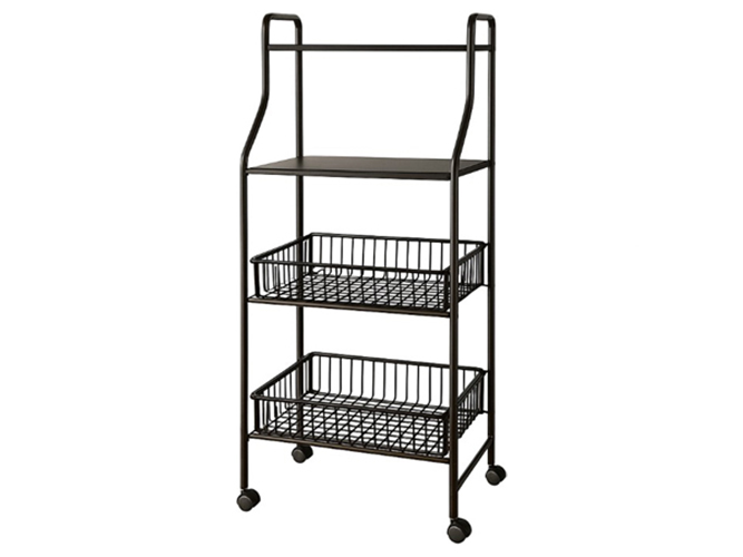 Полка-стеллаж на колёсах, металл+МДФ, коричневый, 56×35×125см