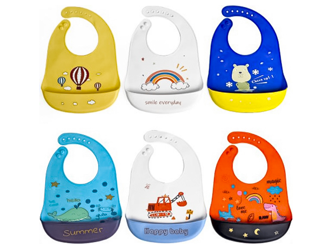 Слюнявчик силиконовый с карманом, 23х32см