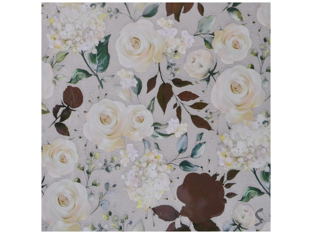 Клеенка Rich, с кристаллизированным наполнением, ПВХ, силикон, 1,37×20м, дизайн розы (цена за рулон)