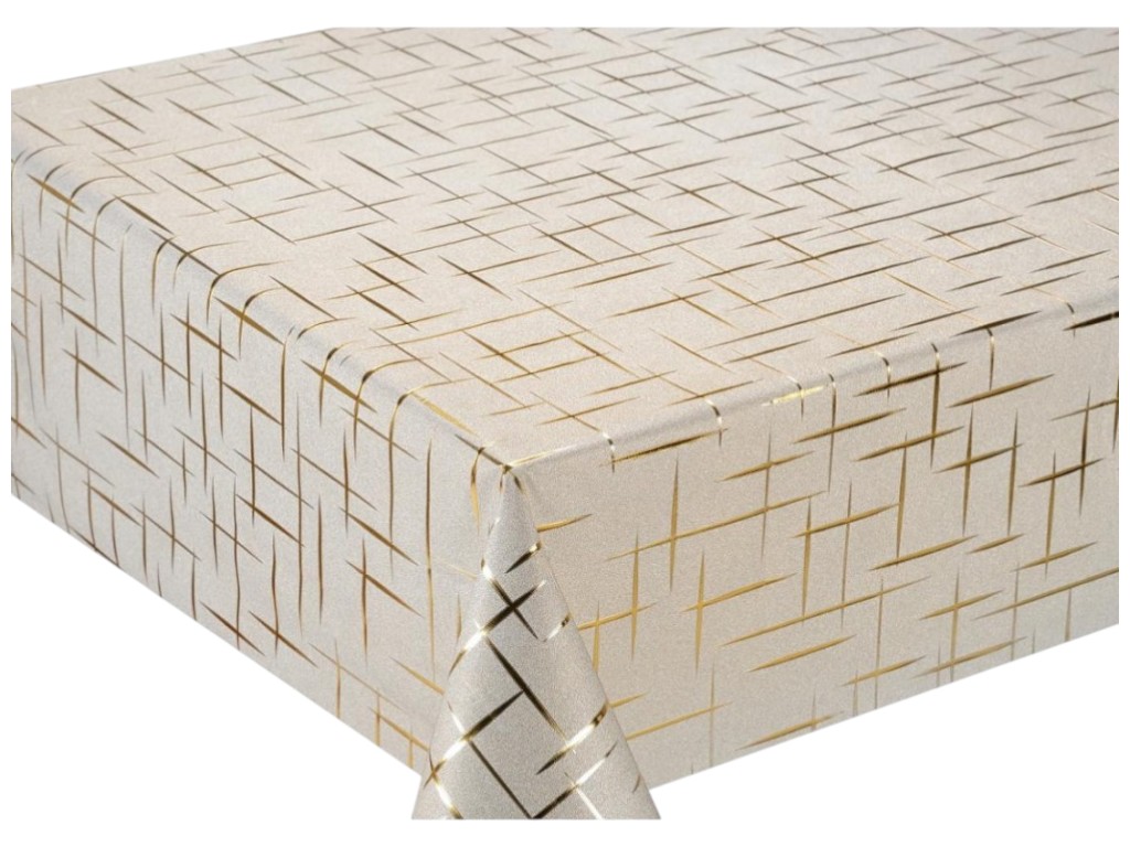 Клеенка с тиснением, на тканевой основе, ПВХ, 1,37×20м, цвет бежевый с золотом (цена за рулон)