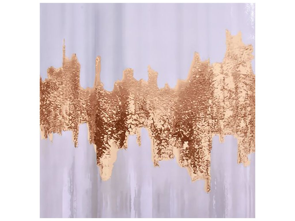 Клейонка ПВХ glossy, 1.37×20 м, тришарова, глянсова, тканинна основа, колір сірий із золотим візерун