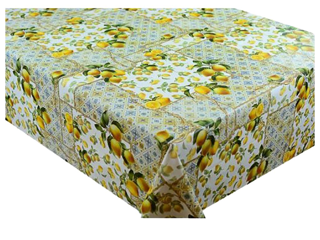 Клеёнка ПВХ 3d, 1.40×20 м, с лимонным рисунком, тканевая основа, цвет жёлтый