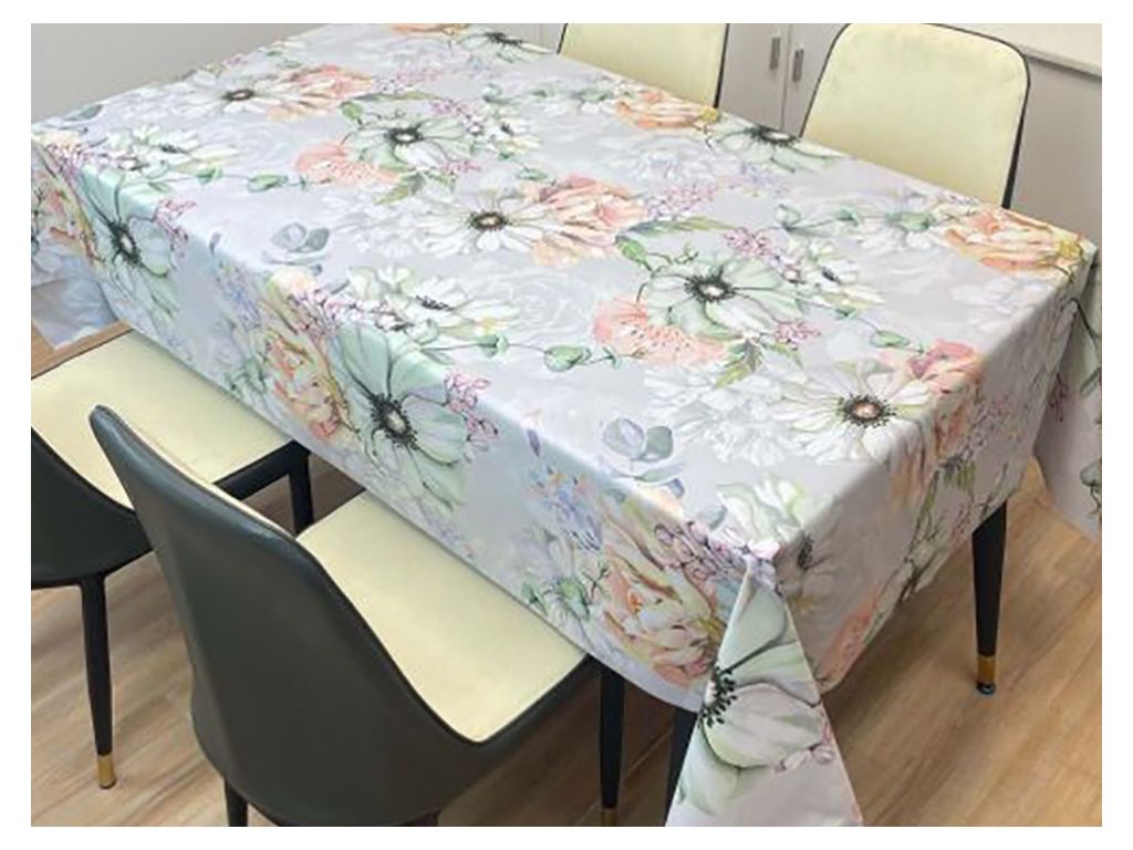 Клеёнка ПВХ 3d, 1.40×20 м, цветочный принт, тканевая основа, цвет серый