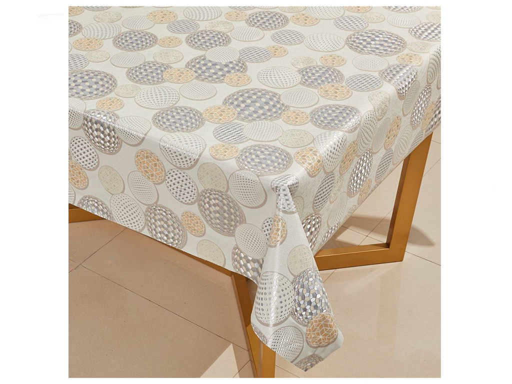 Клеенка Аура, ПВХ на тканевой основе, глянец, 1,37×20м, цвет бежево-серый (цена за рулон)