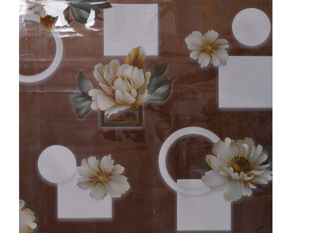 Клеенка France, силикон, ПВХ, 1,40×30м, дизайн геометрия с цветами (цена за рулон)