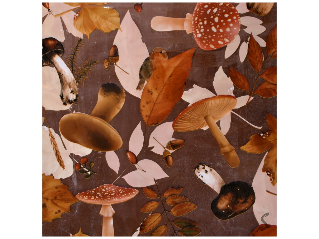 Клеенка France, силикон, ПВХ, 1,40×30м, дизайн осенний прозрачный (цена за рулон)