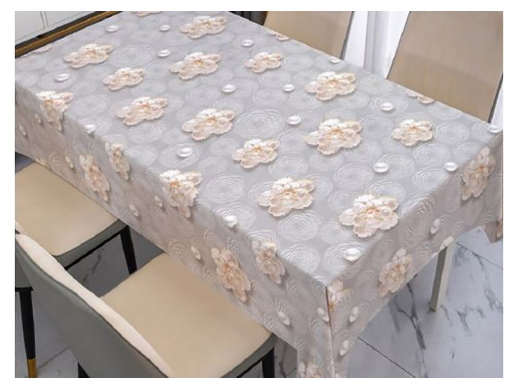 Клейонка Glamour, ПВХ на тканинній основі, 1.40×20 м, квітковий візерунок, сірий