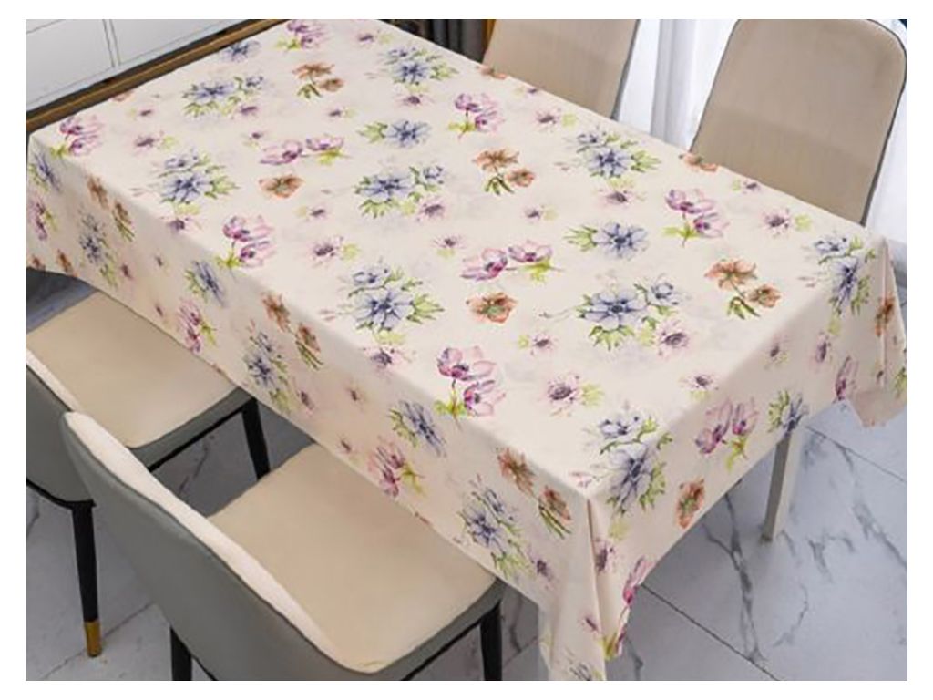 Клеёнка Glamour, ПВХ на тканевой основе, 1.40×20 м, цветочный узор, цвет бежевый