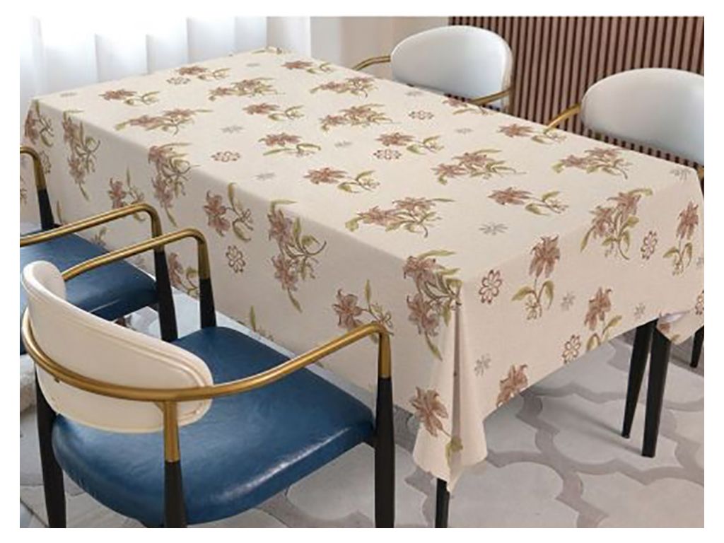 Клеёнка Glamour, ПВХ на тканевой основе, 1.40×20 м, с цветочным узором, цвет бежевый