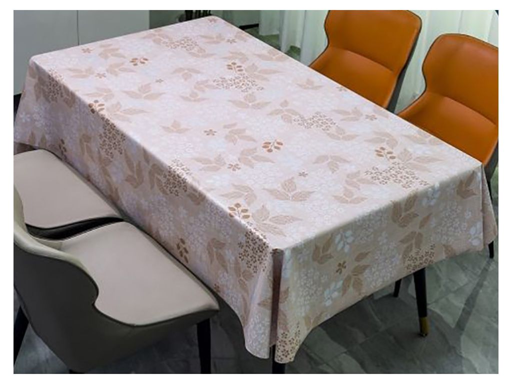 Клейонка Style, ПВХ на тканинній основі, 1.40×20 м, з квітково-листовим візерунком, колір коричневий