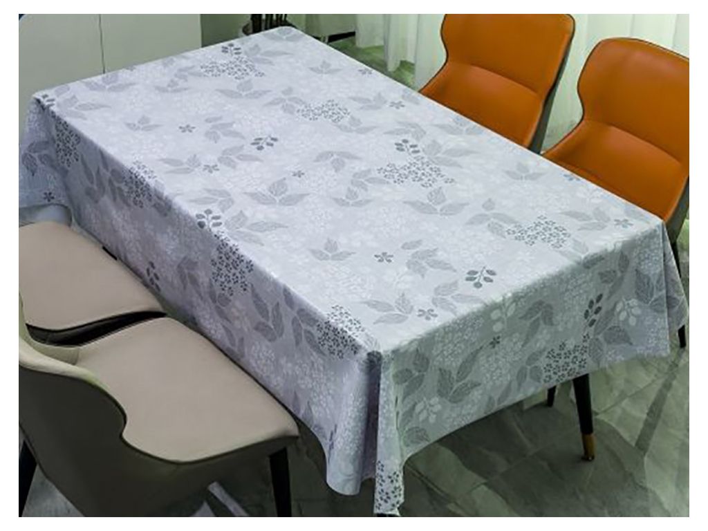 Клеёнка Style, ПВХ на тканевой основе, 1.40×20 м, с цветочно-листовым узором, цвет серый