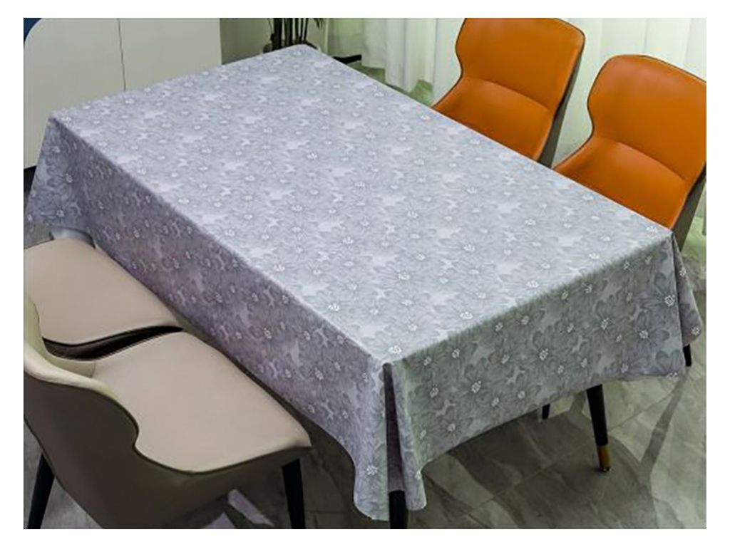 Клейонка Style, ПВХ на тканинній основі, 1.40×20 м, з квітковим візерунком, сірий колір