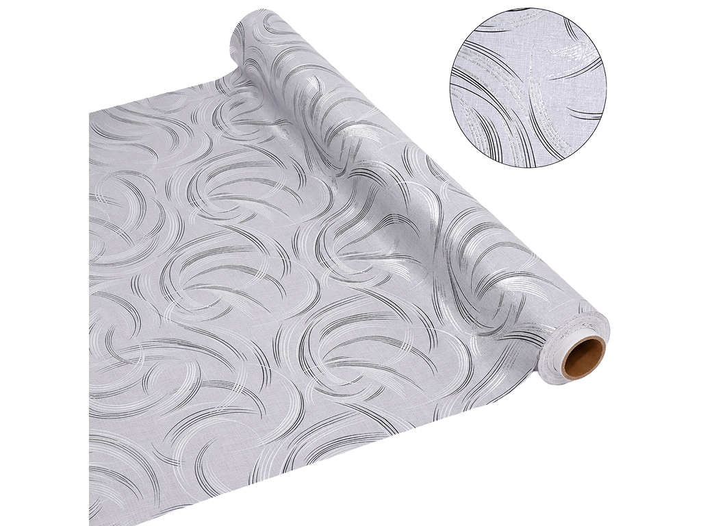 Клеёнка Style, ПВХ на тканевой основе, 1.40×20 м, с абстрактным узором, цвет серый