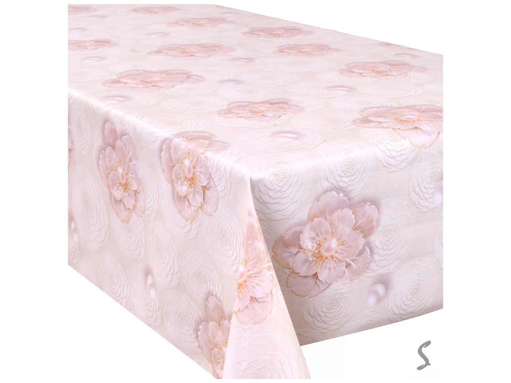 Клеенка Europe, на тканевой основе, ПВХ, 1,40×20м, дизайн Pearl Flower (цена за рулон)
