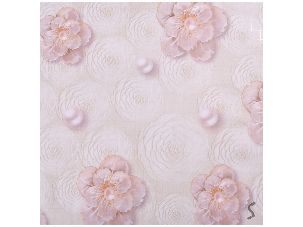Клеенка Europe, на тканевой основе, ПВХ, 1,40×20м, дизайн Pearl Flower (цена за рулон)