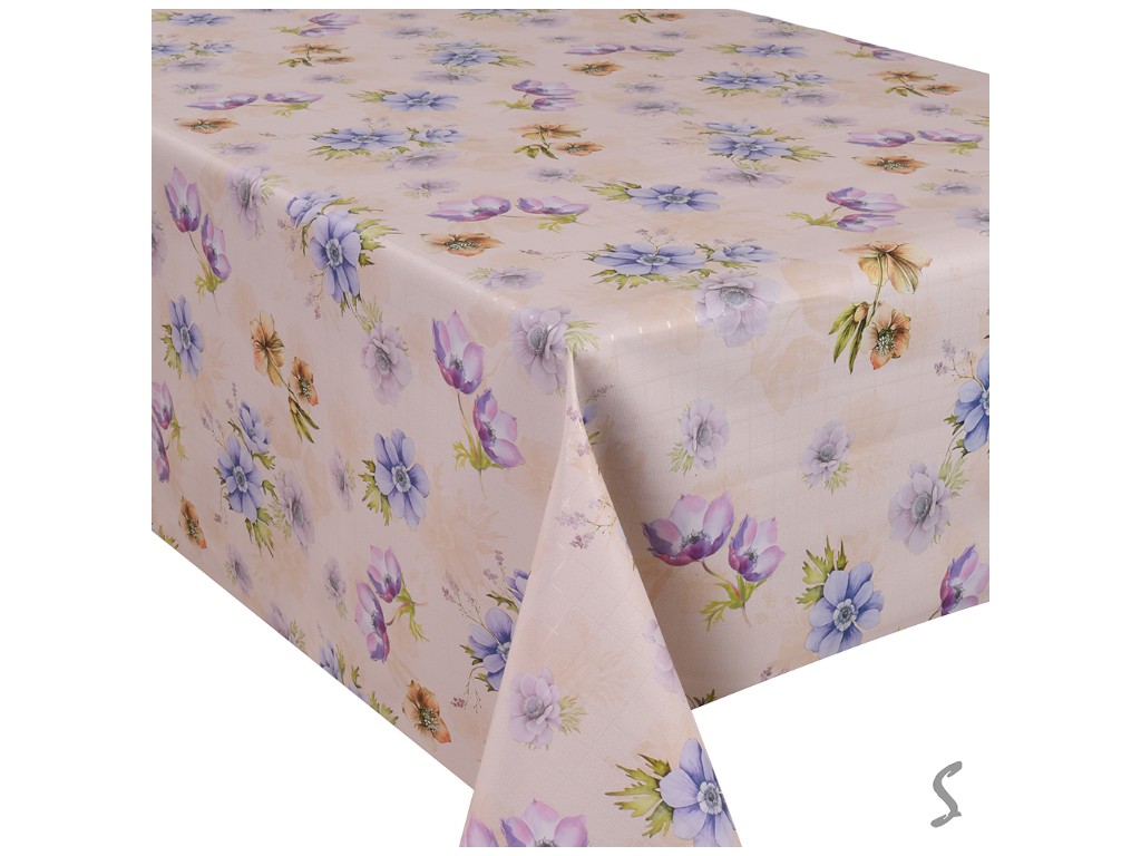 Клеенка Europe, на тканевой основе, ПВХ, 1.40×20м, дизайн Blue Blossom (цена за рулон)