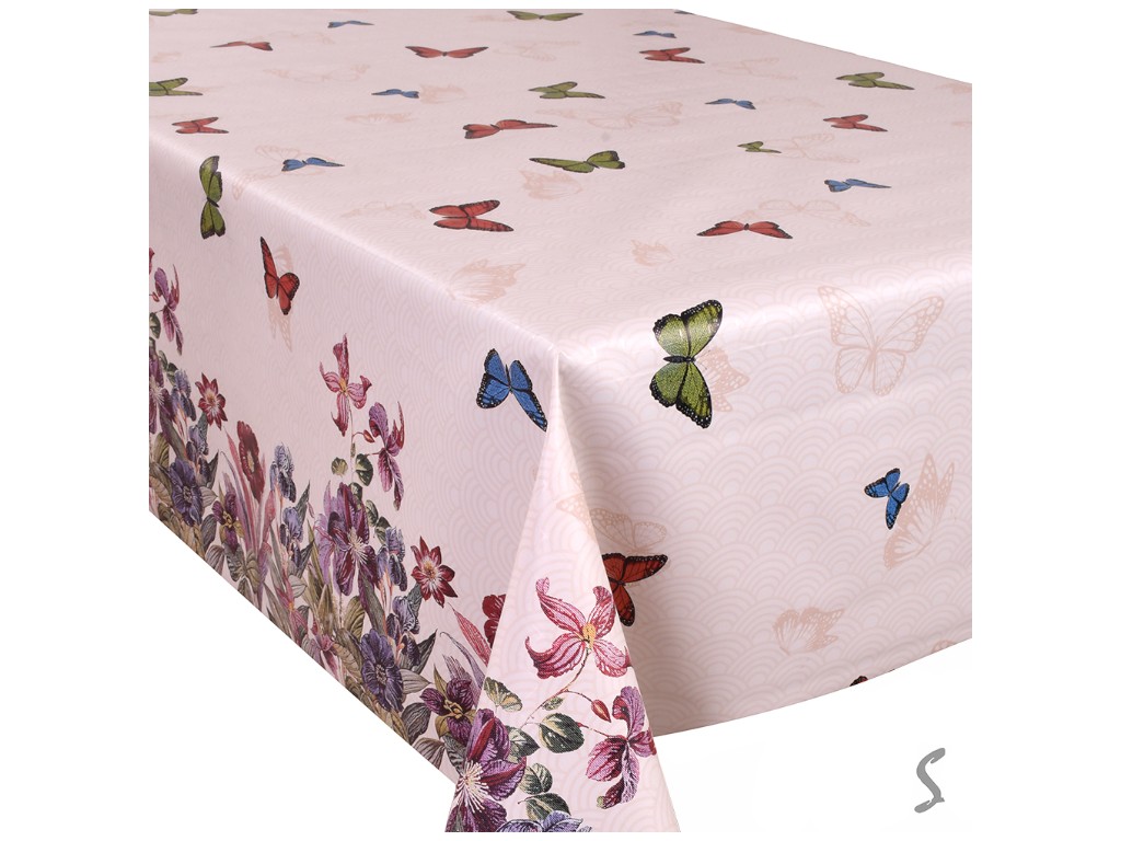 Клеенка Europe, на тканевой основе, ПВХ, 1,40×20м, дизайн Butterfly Garden (цена за рулон)