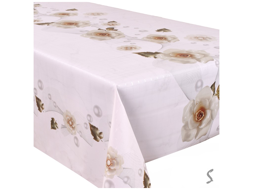 Клеенка Europe, на тканевой основе, ПВХ, 1,40×20м, дизайн Pearl Rose (цена за рулон)