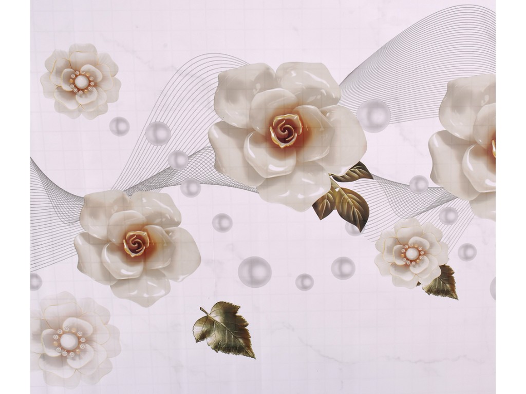 Клеенка Europe, на тканевой основе, ПВХ, 1,40×20м, дизайн Pearl Rose (цена за рулон)