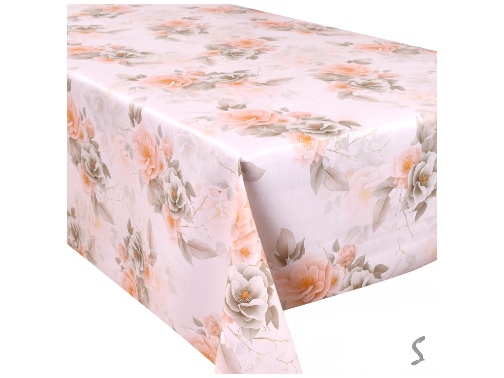 Клеенка Europe, на тканевой основе, ПВХ, 1,40×20м, дизайн Blush Peony (цена за рулон)