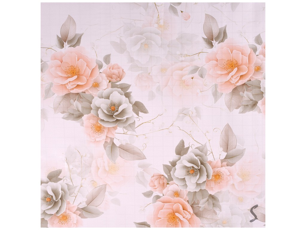 Клеенка Europe, на тканевой основе, ПВХ, 1,40×20м, дизайн Blush Peony (цена за рулон)
