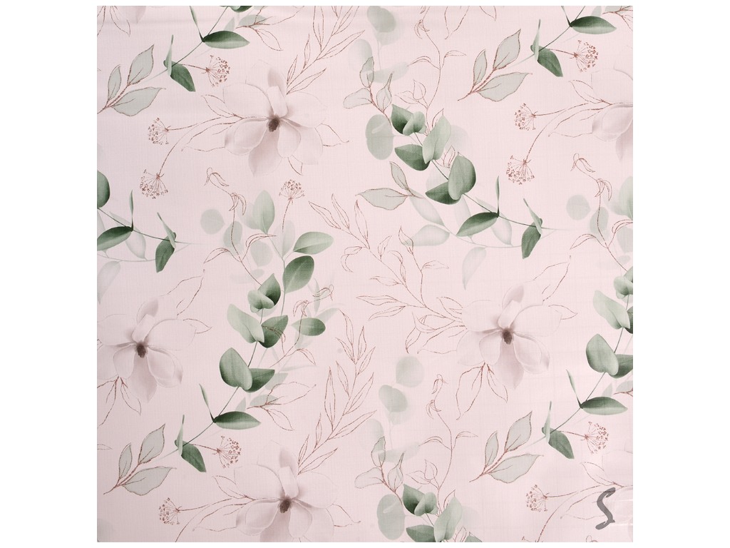 Клеенка Europe, на тканевой основе, ПВХ, 1,40×20м, дизайн Eucalyptus Bloom (цена за рулон)