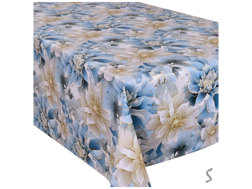Клеенка Europe, на тканевой основе, ПВХ, 1,40×20м, дизайн Blue Lotus (цена за рулон)