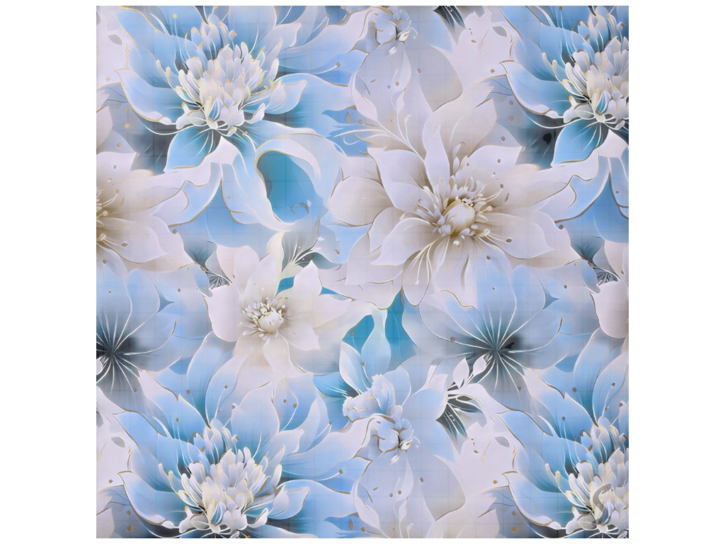 Клеенка Europe, на тканевой основе, ПВХ, 1,40×20м, дизайн Blue Lotus (цена за рулон)