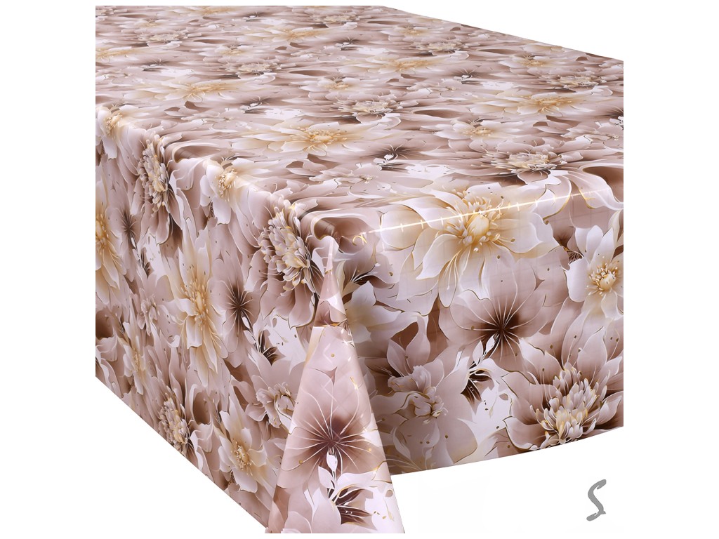 Клеенка Europe, на тканевой основе, ПВХ, 1,40×20м, дизайн Brown Lotus (цена за рулон)