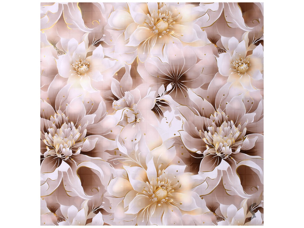 Клеенка Europe, на тканевой основе, ПВХ, 1,40×20м, дизайн Brown Lotus (цена за рулон)