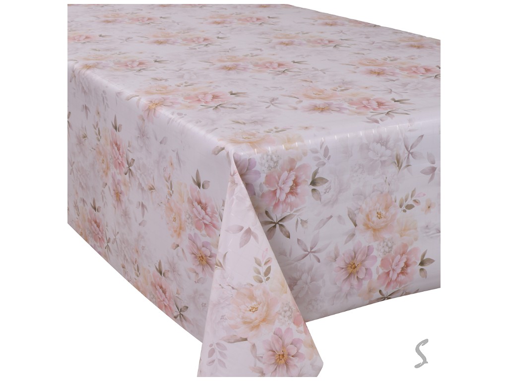 Клеенка Europe, на тканевой основе, ПВХ, 1,40×20м, дизайн Soft Peony (цена за рулон)