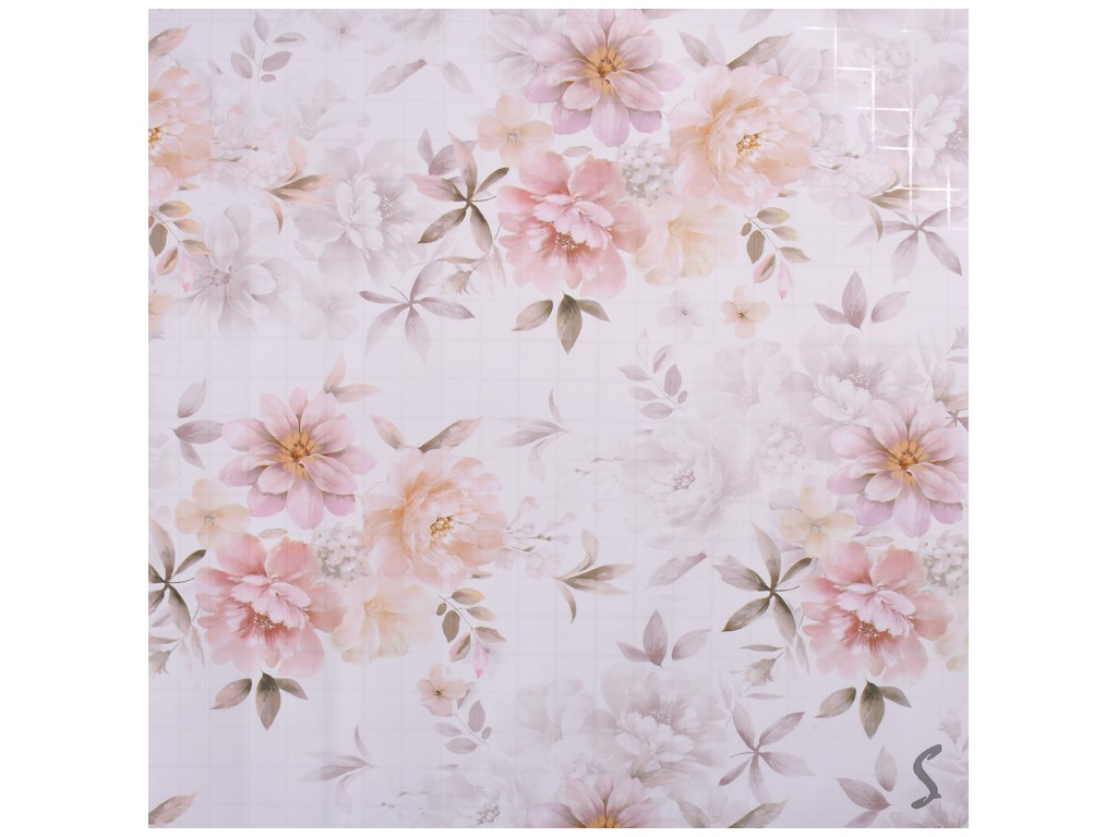 Клеенка Europe, на тканевой основе, ПВХ, 1,40×20м, дизайн Soft Peony (цена за рулон)
