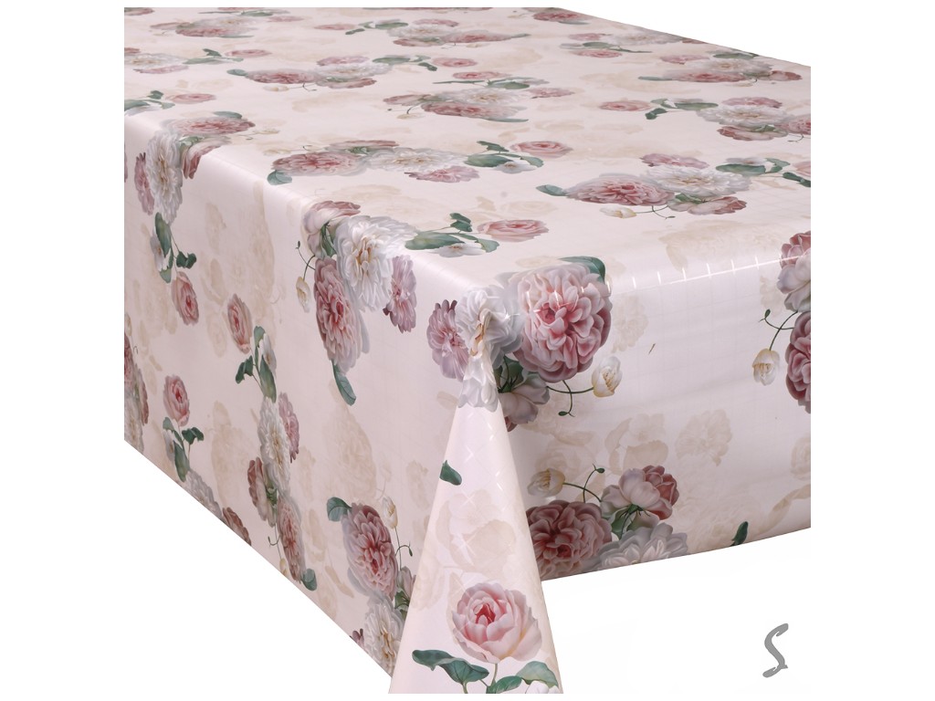 Клеенка Europe, на тканевой основе, ПВХ, 1,40×20м, дизайн Classic Peony (цена за рулон)