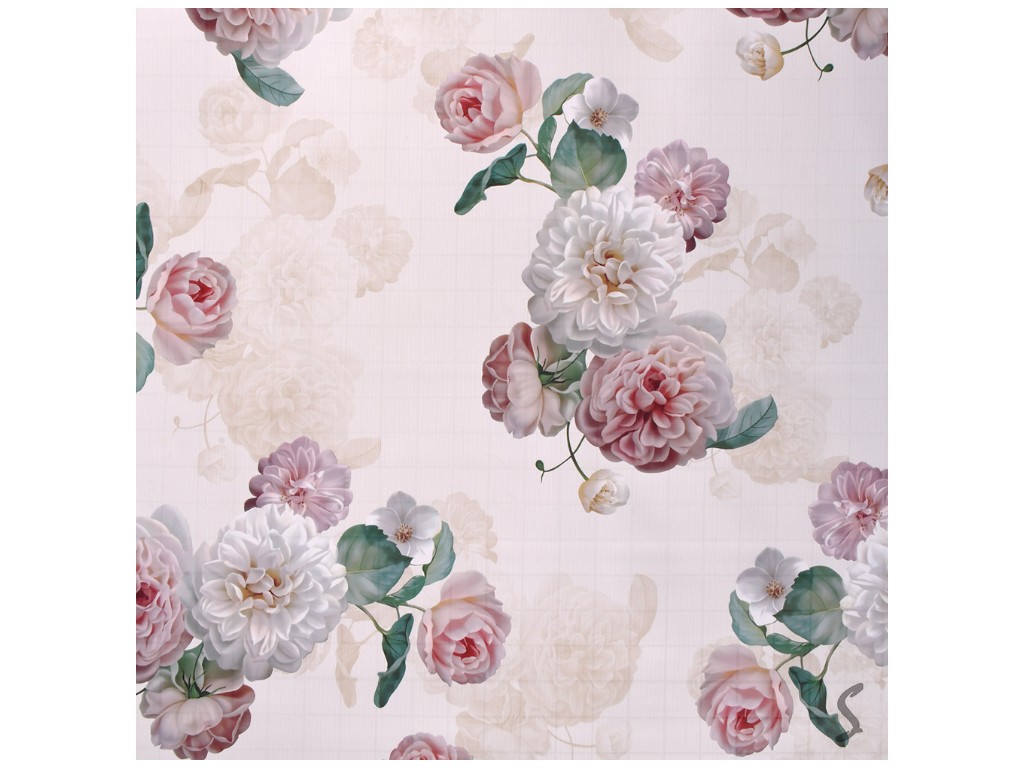 Клеенка Europe, на тканевой основе, ПВХ, 1,40×20м, дизайн Classic Peony (цена за рулон)