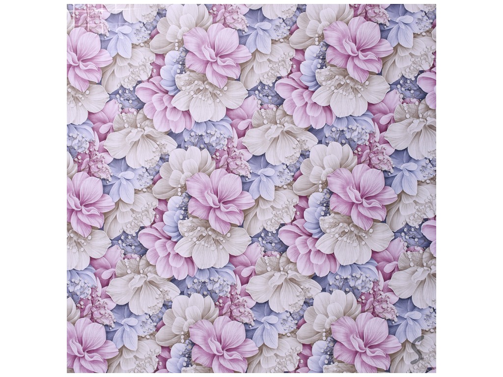 Клеенка Europe, на тканевой основе, ПВХ, 1,40×20м, дизайн Violet Garden (цена за рулон)