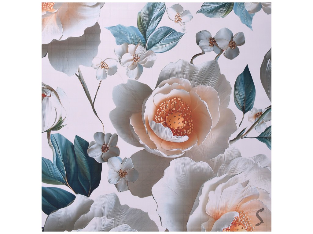 Клеенка Europe, на тканевой основе, ПВХ, 1,40×20м, дизайн Magnolia Grace (цена за рулон)