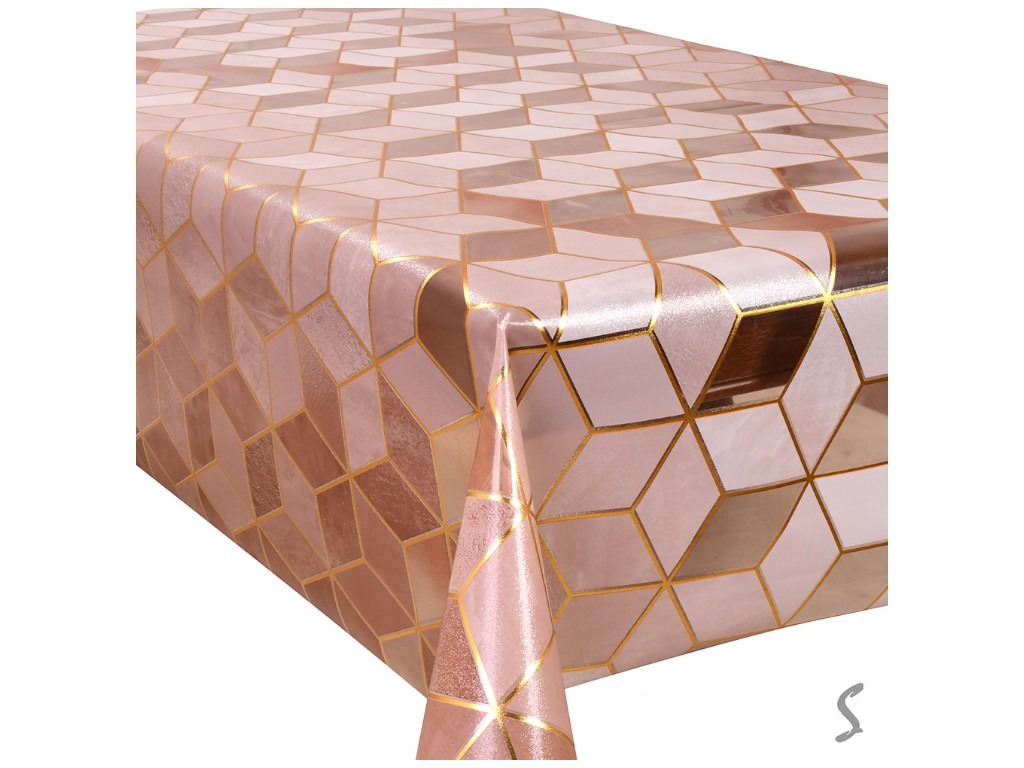 Клеенка Rich, с кристаллизированным наполнением, ПВХ, силикон, 1,37×20м, дизайн Rose Cube (рулон)