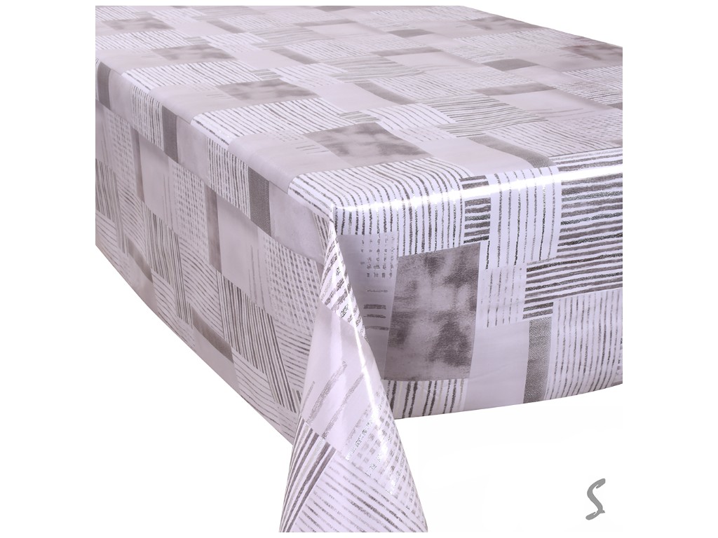 Клеенка Aura, на тканевой основе, ПВХ, 1,40×20м, дизайн Modern Silver (цена за рулон)