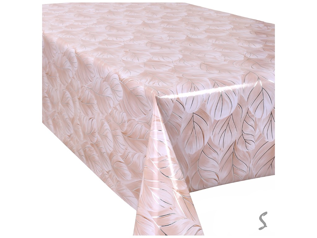 Клеенка Aura, на тканевой основе, ПВХ, 1,40×20м, дизайн Soft Leaf Beige (цена за рулон)