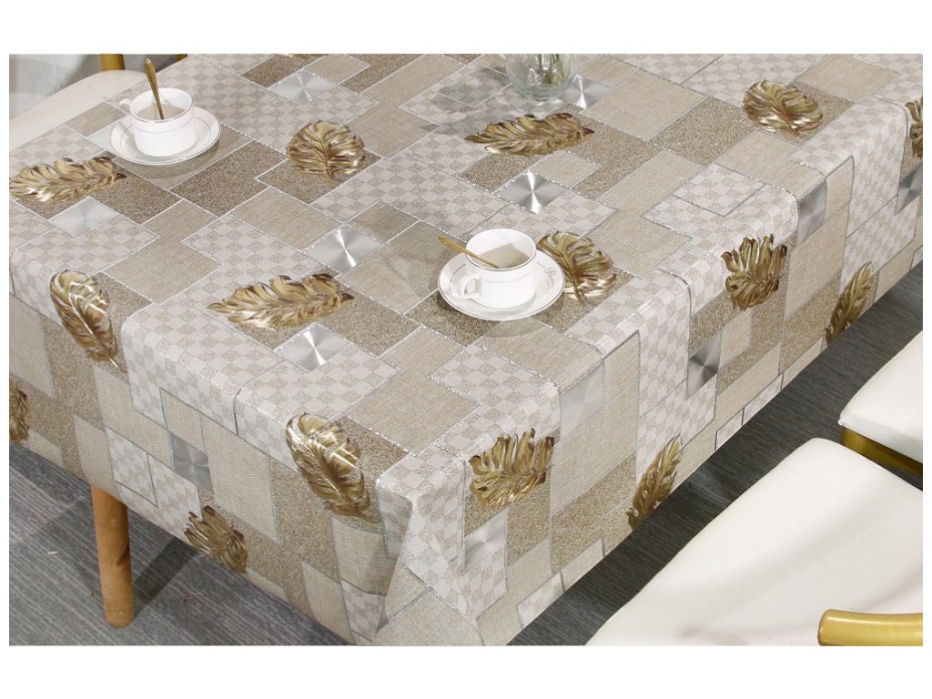 Клеенка Milan, с тиснением, на тканевой основе, ПВХ, 1,40×20м, дизайн Leaf Gold (цена за рулон)