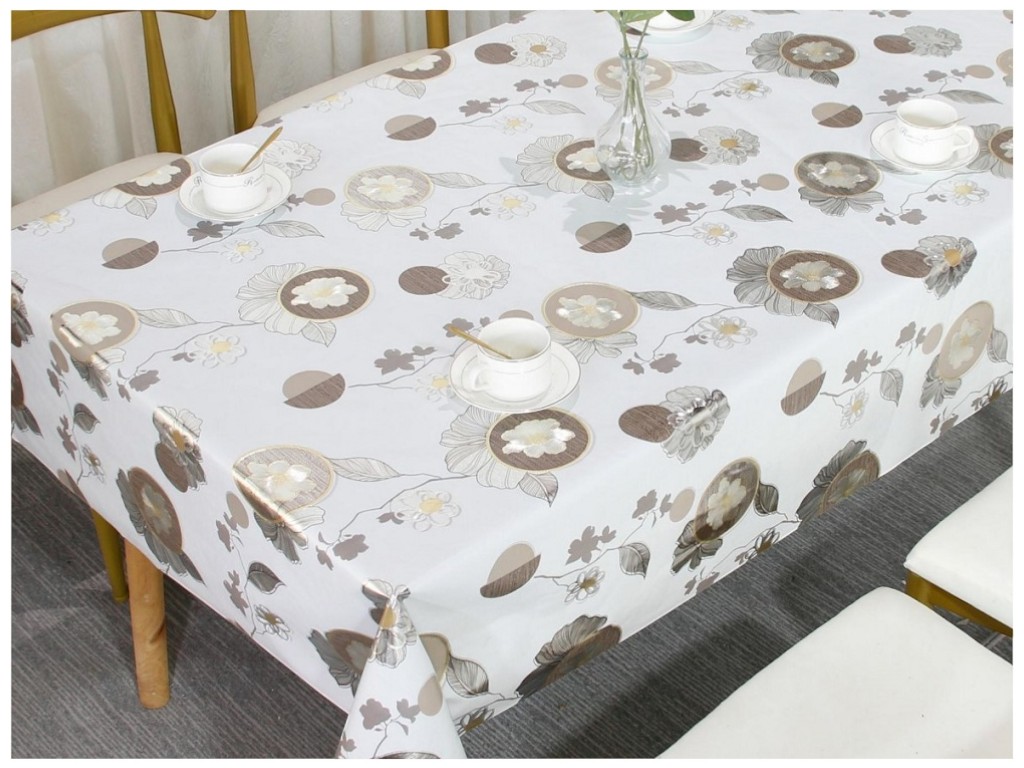 Клеенка Milan, с тиснением, на тканевой основе, ПВХ, 1,40×20м, дизайн Brown Circle (цена за рулон)