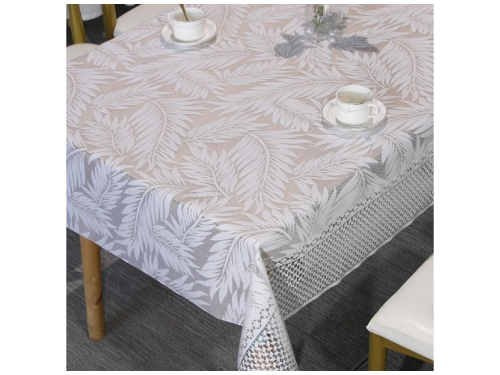 Клеенка Lace, ПВХ, 1,37×20м, цвет белый, дизайн Palm (цена за рулон)