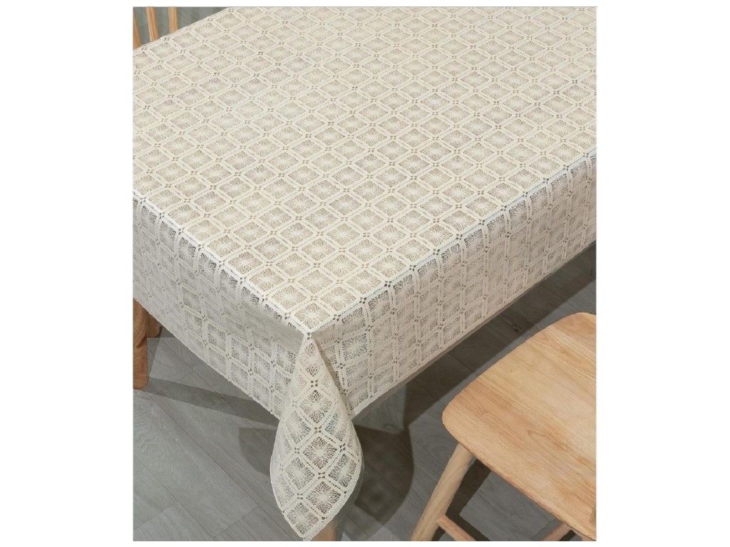 Клеенка Lace, ПВХ, 1,37×20м, цвет бежевый, дизайн Square Lace (цена за рулон)
