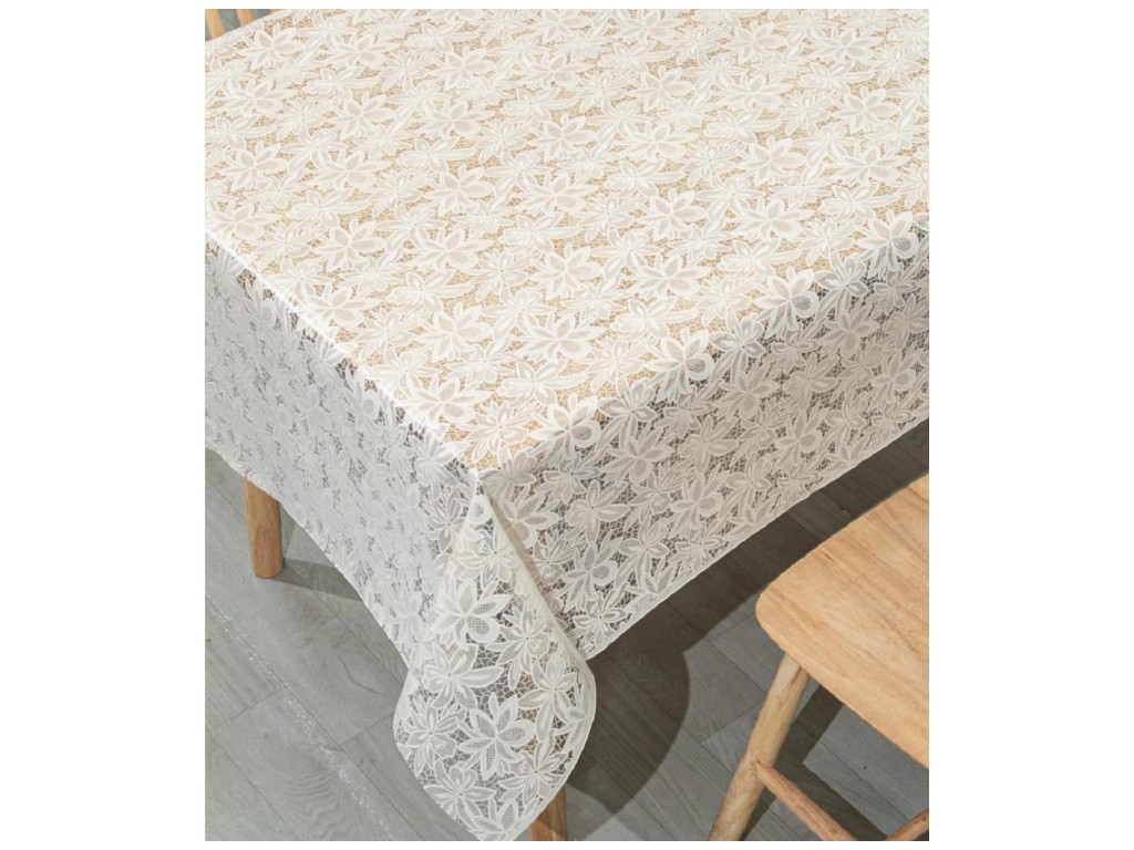 Клеенка Lace, ПВХ, 1,37×20м, цвет бежевый, дизайн Floral Grace (цена за рулон)